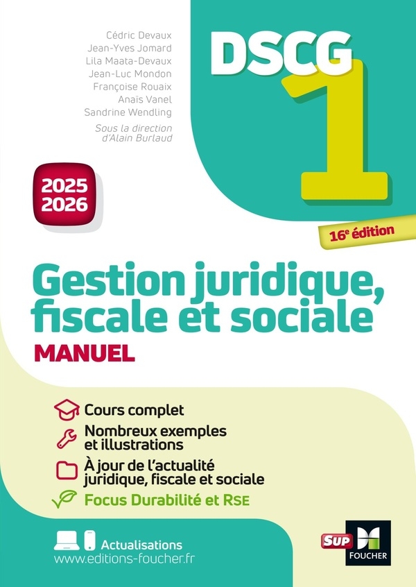 DSCG 1 - Gestion juridique, sociale et fiscale - Manuel et applications - Millésime 2025-2026
