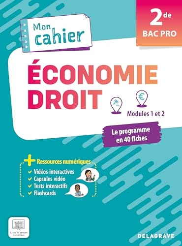 Mon cahier d'Économie-Droit 2de Bac Pro (2024) - Pochette élève