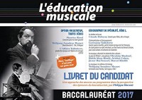 L'éducation musicale - Baccalauréat 2017, Option facultative, toutes séries, Enseignement de spécialité, Série L : Livret du candidat