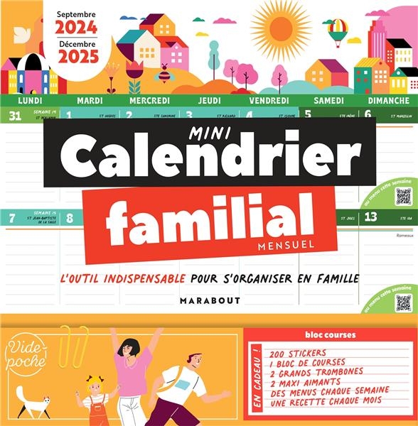 Mini calendrier mensuel - Septembre 2024-Décembre 2025