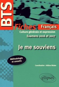 Je me Souviens Fiches Français BTS Thème 2016-2017