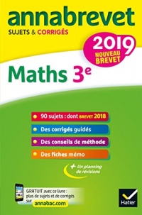 Annales du brevet Annabrevet 2019 Maths 3e: 90 sujets corrigés
