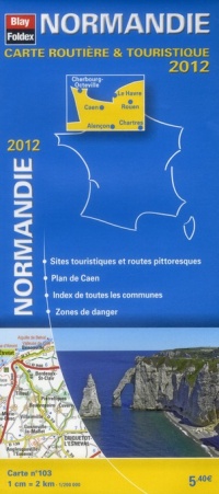 Normandie, Carte Régionale Routière Touristique N°103. Plan du centre-ville de Caen - Echelle : 1/200 000, avec index - Edition 2012