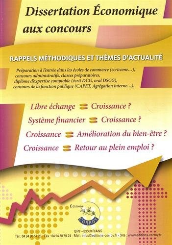 Dissertation économique aux concours :: Rappels méthodologiques et thèmes d'actualité