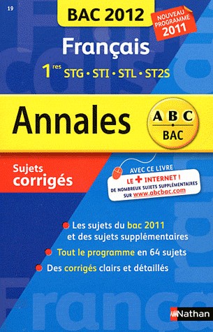 ANNALES BAC 2012 FRANCAIS 1ERE