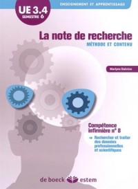 UE 3.4 - La note de recherche - Méthode et contenu - Semestre 6
