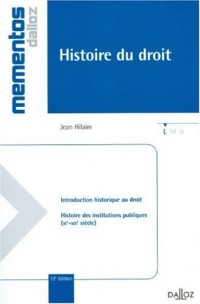 Histoire du droit : Introduction historique au droit et histoire des institutions publiques