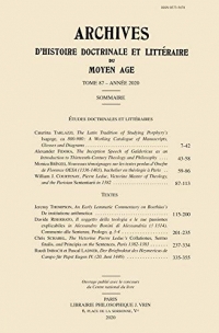 Archives d'histoire littéraire et doctrinale du Moyen Age