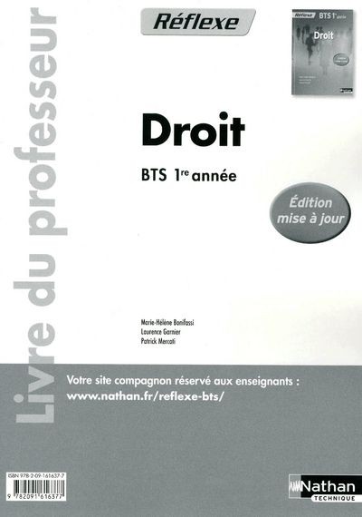 Droit BTS 1ère année Réflexe : Livre du professeur - Collection Réflexe