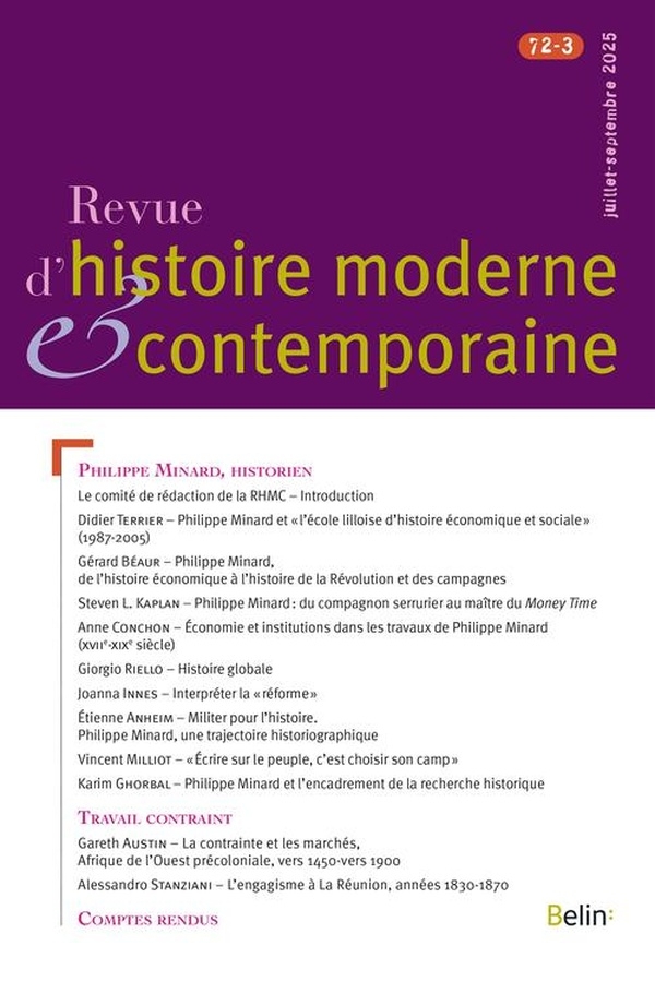 Revue d'histoire moderne et contemporaine, n° 72-3 (juillet-septembre 2025)