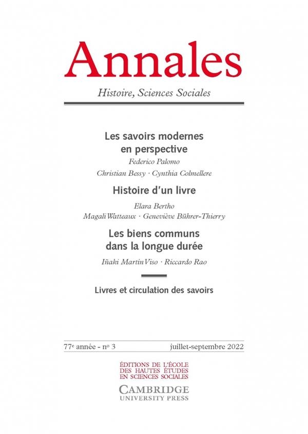 Annales. histoire sciences sociales, n 3/2022