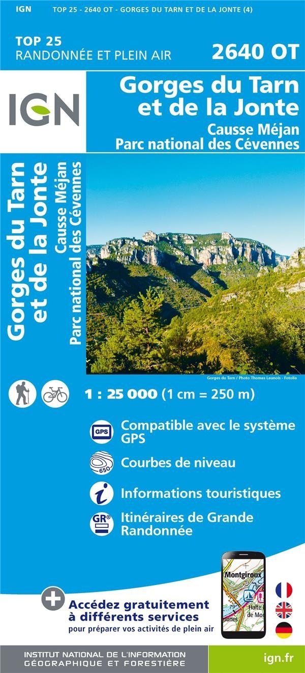 2640OT GORGES DU TARN ET  LA JONTE CAUSSE MEJAN, PN CEVENNES /RECTO