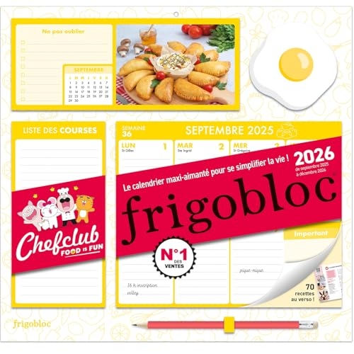 Frigobloc Hebdomadaire 2026 Chefclub (de sept. 2025 à déc. 2026)