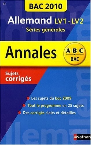 Allemand LV1-LV2 Tles L, ES, S : Sujets corrigés