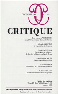Critique, N° 691 :