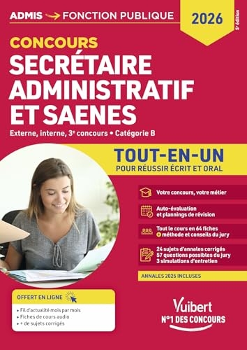 Concours Secrétaire administratif et SAENES - Catégorie B - Tout-en-un: Externe et interne - Concours 2026 - Tout le cours en audio