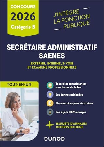 Concours Secrétaire administratif et SAENES 2026- Tout-en-un: Externe, interne, 3e voie et examens professionnels