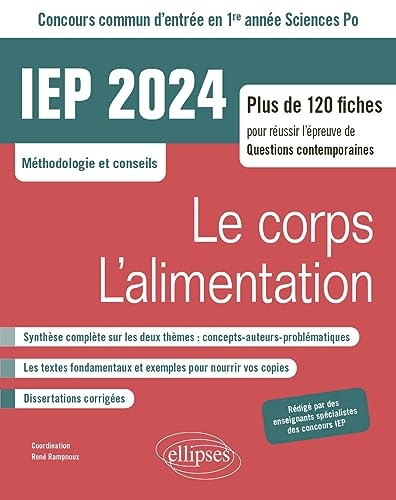 IEP Concours commun d'entrée en 1re année Sciences Po: Le corps / L'alimentation