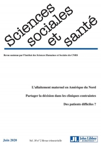 Revue Sciences Sociales et Santé: Volume 38 - N°2/2020 (juin 2020)