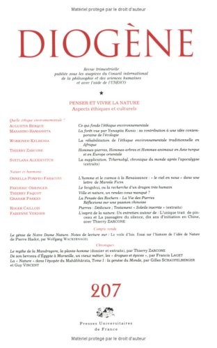 Diogène, N° 207, Juillet-Sept : Penser et vivre la nature : Aspects éthiques et culturels