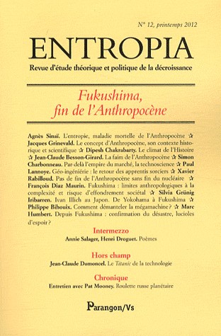 Entropia, N° 12, printemps 2012 : Fukushima, fin de l'anthropocène