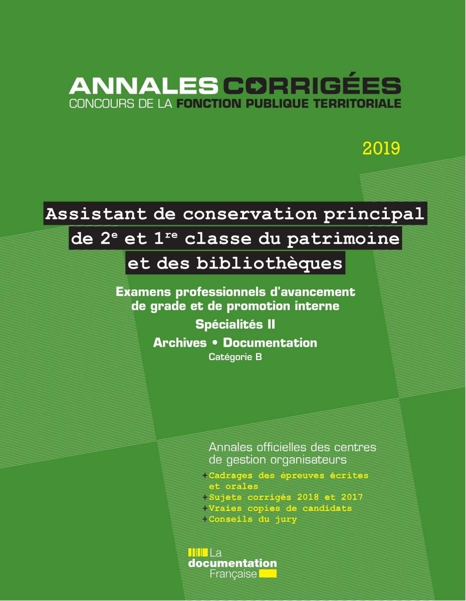 Assistant. Assistant de conservation principal de 2e classe et de 1re classe 2019