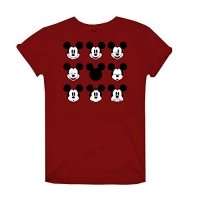 Disney Mickey Mouse Face T-Shirt, Rouge (Cardinal Red Car), 38 (Taille Fabricant: Small) Femme