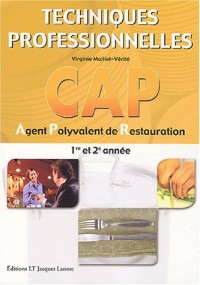 Techniques professionnelles CAP Agent Polyvalent de Restauration 1re et 2e année