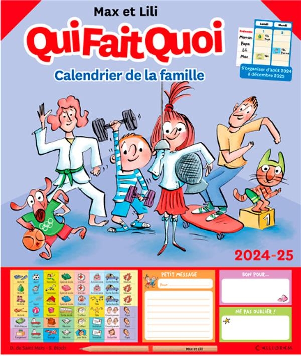 Calendrier de la famille Max et Lili 2024-2025
