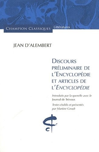 Discours préliminaires de l'Encyclopédie et articl
