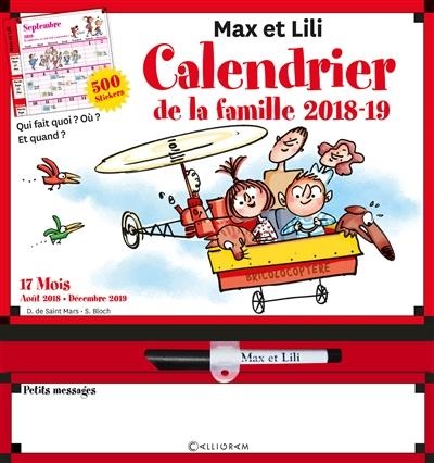 Calendrier de la famille Max et Lili 2018-2019