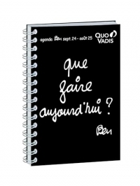 Quo Vadis - Agenda année scolaire - Spiralé - 2024-2025 - Textagenda S - Journalier - Français - Ben Noir - 12 mois de septembre à août - 12x17 cm - Papier Clairefontaine blanc - Fabrication française