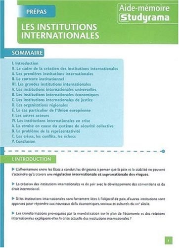 Les institutions internationales
