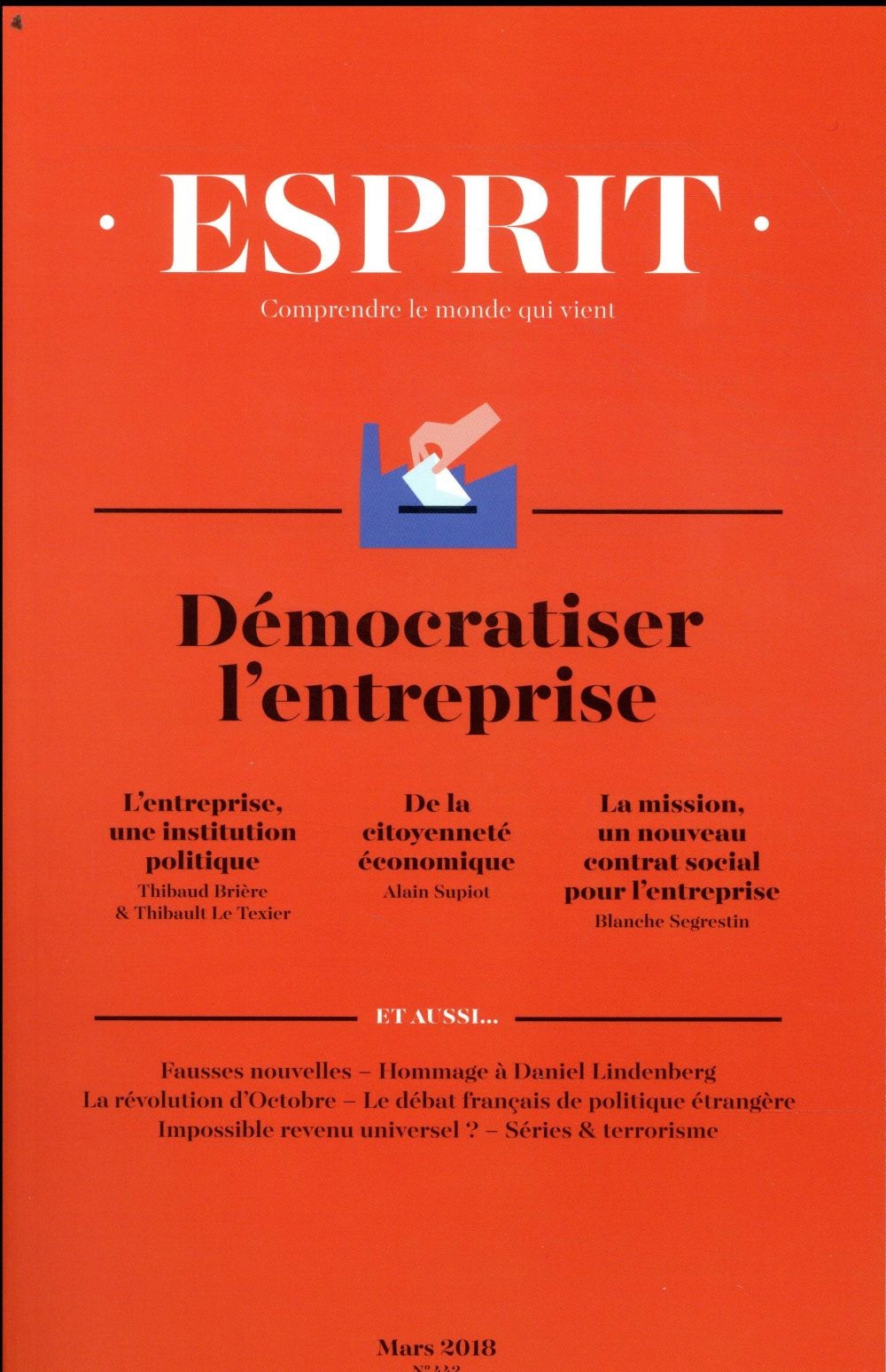 Esprit Mars 2018 - la Democratie d'Entreprise