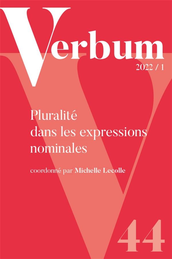 Verbum, 2022/n 1. pluralite dans les expressions nominales
