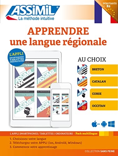 Breton | Catalan | Corse | Occitan | Pack Livret + Application | Apprendre le Breton, Catalan, Corse ou Occitan | App Numérique IOS Android PC Mac | Collection Sans Peine | Assimil