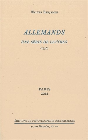 Allemands : Une série de lettres (1936)