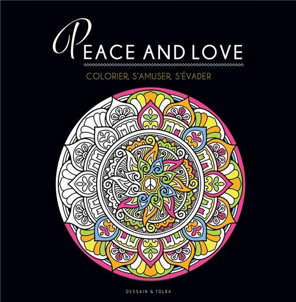 Black coloriage Peace and love