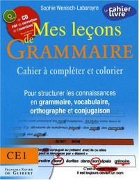 Mes leçons de Grammaire CE1 : Cahier à compléter et colorier pour structurer les connaissances en grammaire, vocabulaire, orthographe, conjugaison (1Cédérom)