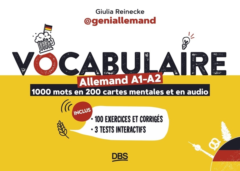 Vocabulaire allemand A1-A2 en 1000 mots, 200 cartes mentales et en audio avec geniallemand