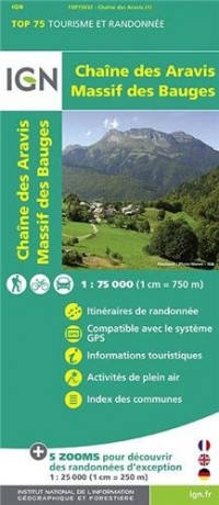 TOP75032 CHAINE DES ARAVIS/MASSIF DES BAUGES 1/75.000