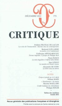 Critique, N° 775 :