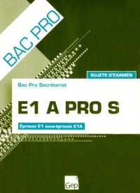 E1 A Pro S : Sujets d'examen