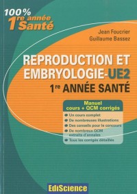 Reproduction et Embryologie - UE2, 1re année Santé: Cours et QCM corrigés