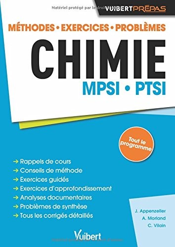 Chimie MPSI-PTSI : Méthode. Exercices. Problèmes