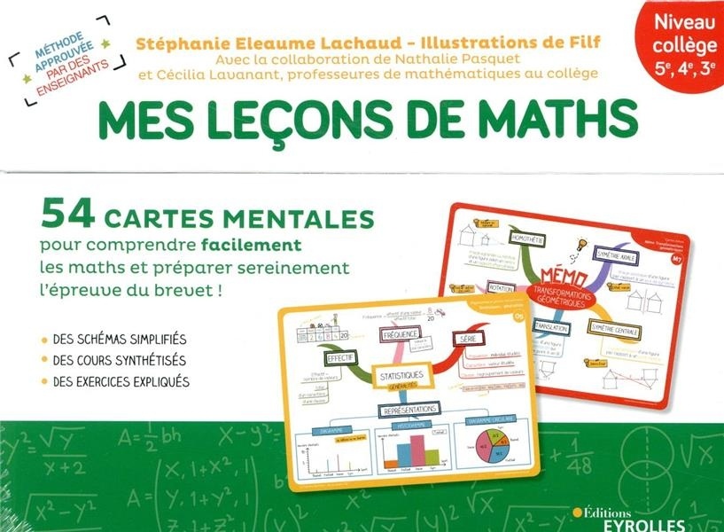 Mes leçons de maths - niveau collège: 54 cartes mentales pour comprendre facilement les maths et préparer sereinement l'épreuve du brevet !