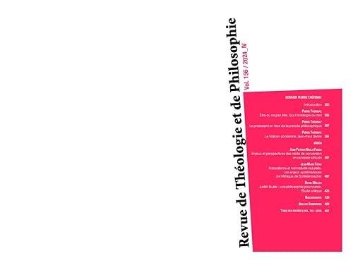 Revue de Théologie et de Philosophie, tome 156-4 (2024-IV)