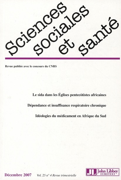 Sciences Sociales et Sante - Decembre 2007 Vol.25 N 4