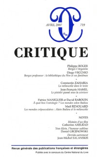 Critique, N° 719 avril 2007 :