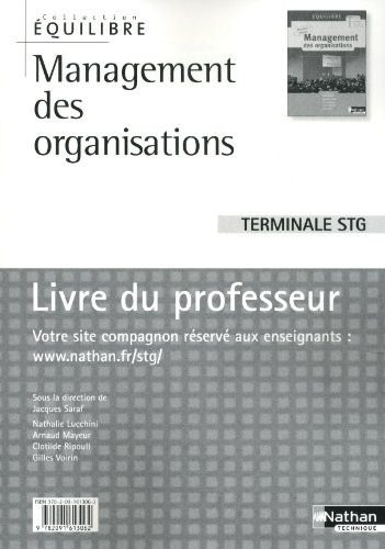 Management des organisations Tle STG : Livre du professeur